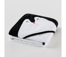 Badcape pinguin in witte badstof