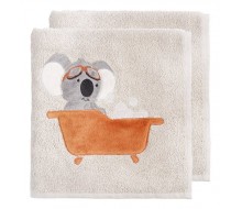 handdoek (50 cm x 100 cm) + washandje lichtgrijs met koala